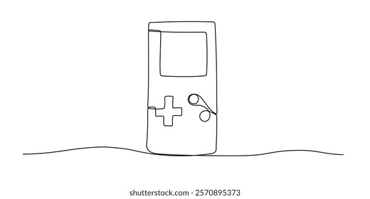 Game console one line continuous sketch. Hand drawn doodle vector illustration isolated on white