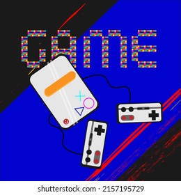 Game console in pixel font