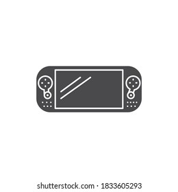 Game console portable black glyph icon. Electronic device. Gaming concept. Pictogram for web page, mobile app, promo. 