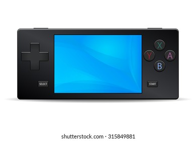 Game console portable black icon isolated on white background. Multimedia Video or Computer Games Vector illustration