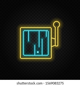 Game, console, retro, arcade neon icon. Blue and yellow neon vector icon.