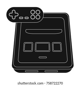Game console single icon in black style for design.Car maintenance station vector symbol stock web illustration.