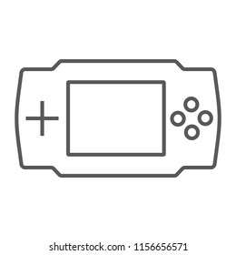 Game console thin line icon, electronic and device, gaming sign, vector graphics, a linear pattern on a white background, eps 10.