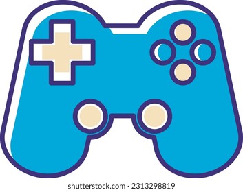 a game console vector icon design colored in blue and beige to give a simple and minimalistic impression, this design has the theme of simple and elegant hardware technology.