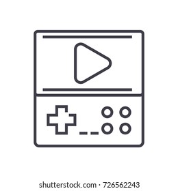 game console vector line icon, sign, illustration on background, editable strokes