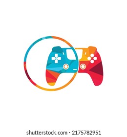 Game console vector logo design. Video games stick logo design template.	