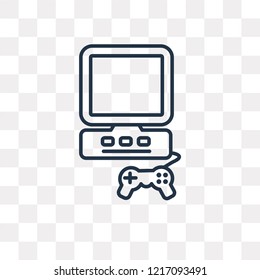 Game console vector outline icon isolated on transparent background, high quality linear Game console transparency concept can be used web and mobile