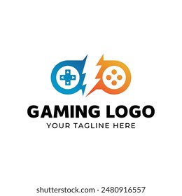 Game console and video games stick logo design template logo.