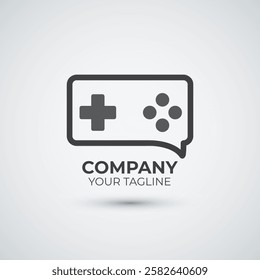 game console and video games stick logo chat icon design template