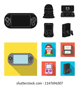 Game console and virtual reality black,flat icons in set collection for design.Game Gadgets vector symbol stock web illustration.