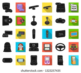 Game console and virtual reality black,flat icons in set collection for design.Game Gadgets vector symbol stock web illustration.