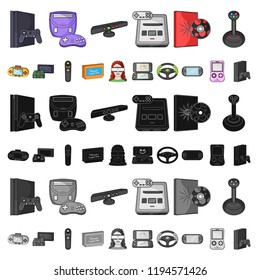 Game console and virtual reality cartoon icons in set collection for design.Game Gadgets vector symbol stock web illustration.