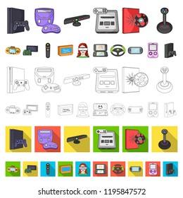 Game console and virtual reality cartoon icons in set collection for design.Game Gadgets vector symbol stock web illustration.