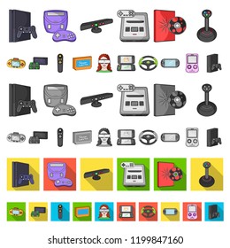 Game console and virtual reality cartoon icons in set collection for design.Game Gadgets vector symbol stock web illustration.