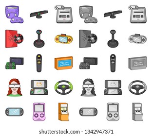Game console and virtual reality cartoon,mono icons in set collection for design.Game Gadgets vector symbol stock web illustration.