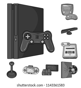 Game console and virtual reality monochrome icons in set collection for design.Game Gadgets vector symbol stock web illustration.