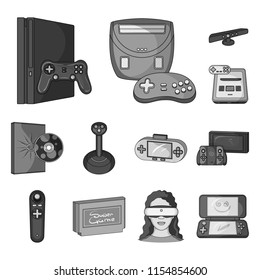 Game console and virtual reality monochrome icons in set collection for design.Game Gadgets vector symbol stock web illustration.