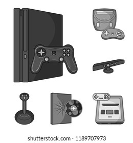 Game console and virtual reality monochrome icons in set collection for design.Game Gadgets vector symbol stock web illustration.