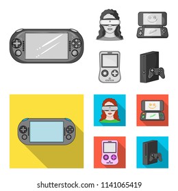 Game console and virtual reality monochrome,flat icons in set collection for design.Game Gadgets vector symbol stock web illustration.