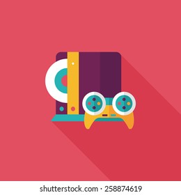 Game consoles flat icon with long shadow,eps10
