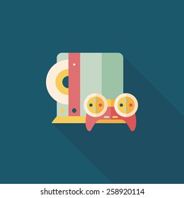 Game consoles flat icon with long shadow,eps10