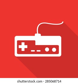 Game consoles flat icon with long shadow.