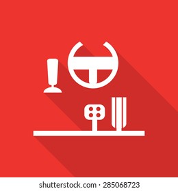Game consoles flat icon with long shadow.