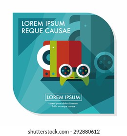 Game consoles flat icon with long shadow,eps10