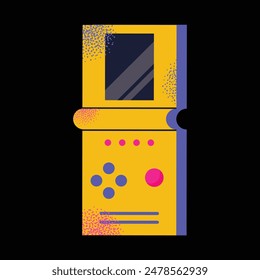 Consolas de juegos. Antiguas retro gadgets dispositivos electrónicos. Teléfono móvil, reproductor de música portátil, juegos. Consolas Gamepad para activos vintage nerd en estilo retro. Ilustración vectorial aislada en el fondo