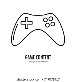 Game content icon. Video game line logo isolated on the white background. Vector illustration.