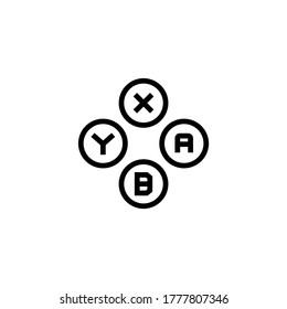 Icono de botón de control de juegos en icono de estilo de línea negra, estilo aislado en fondo blanco