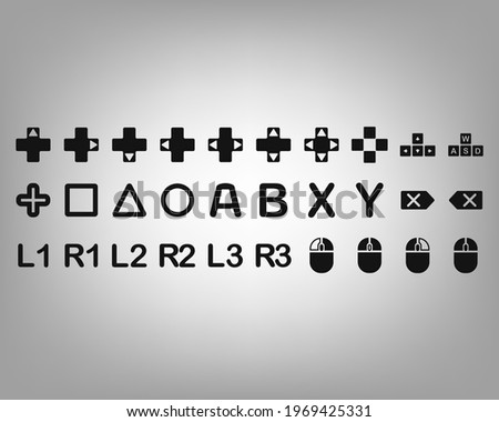 Game control buttons, icon for game design, interface of applications, games.