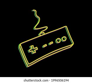 Game control. Control neon style illustration. video game