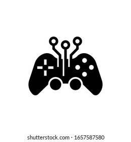 Game control vector icon in black solid flat design icon isolated on white background