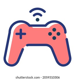 control de juegos joystick inalámbrico único icono aislado con estilo de línea de guiones o guiones