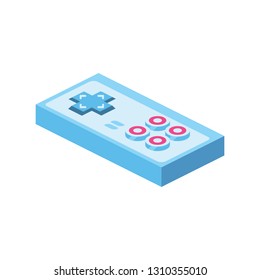 Game controller 3d vector icon isometric pink and blue color minimalism illustrate