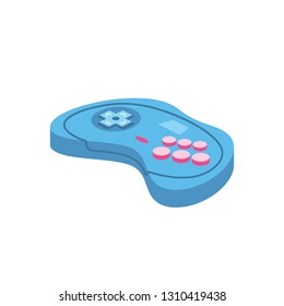 Game controller 3d vector icon isometric pink and blue color minimalism illustrate