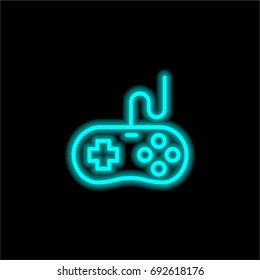 Game controller blue glowing neon ui ux icon. Glowing sign logo vector