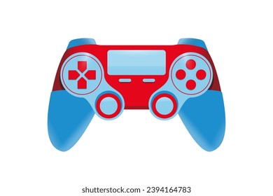 Controlador de juego con colores brillantes. Joystick aislado en un fondo blanco. El gamepad moderno. gadget de consola. Ilustración del vector