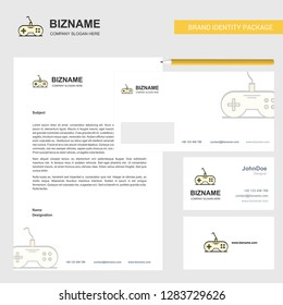Game controller  Business Letterhead, Envelope and visiting Card Design vector template