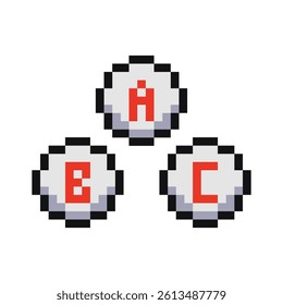 Game controller buttons pixel, 8 bit game controller buttons.