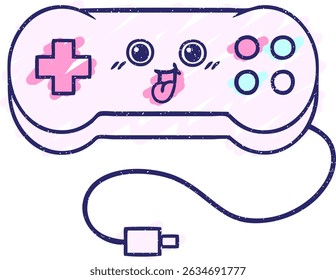 Game Controller Chalk Drawing in bright neon colors