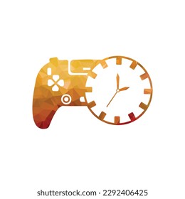 Game controller and clock icon. Game controller and clock vector icon. a concept of game time