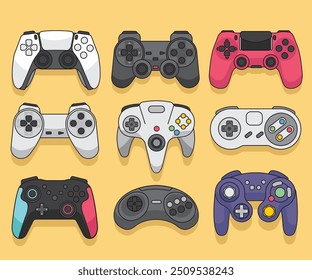 Game Controller Collection vector. Game Controller Collection flat vector. Game Joystick vector. Gamepad Vector.