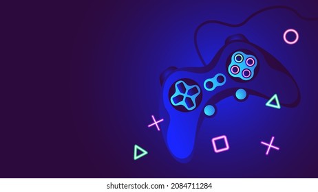 Game controller for console and computer games. Banner with copy space. Vector stock illustration. 