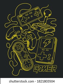 game controller and game console set vector design for t shirt