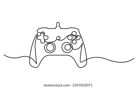 Game controller continuous line drawing of a joystick. Concept of video game controller PC game, joystick.One-line Joystick controller vector illustration.
