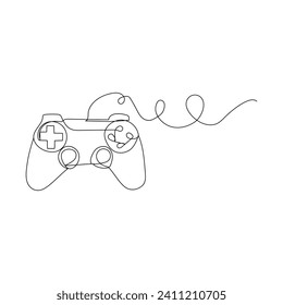 Game controller continuous one line drawing outline vector illustration