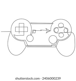 Game controller continuous single line outline vector art drawing and simple one line minimalist design