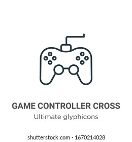 Game controller cross outline vector icon. Thin line black game controller cross icon, flat vector simple element illustration from editable ultimate glyphicons concept isolated stroke on white 